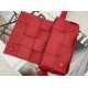 Bottega Veneta Cassette Belt Bag In Red Intrecciato Leather