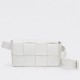 Bottega Veneta Cassette Belt Bag In White Intrecciato Leather