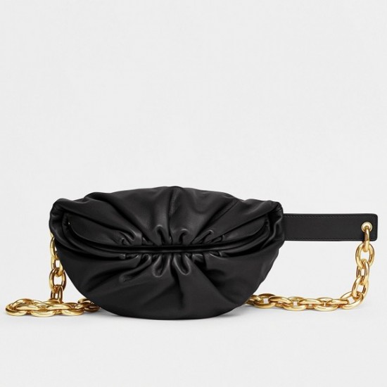 Bottega Veneta The Belt Chain Pouch In Black Nappa Leather