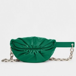 Bottega Veneta The Belt Chain Pouch In Green Nappa Leather