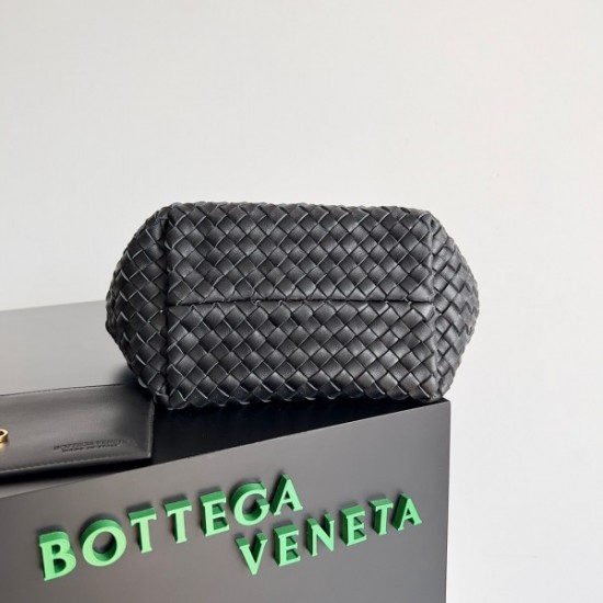 Bottega Veneta Cabat Mini Bag In Black Intrecciato Lambskin