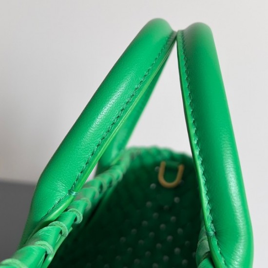 Bottega Veneta Cabat Mini Bag In Green Intrecciato Lambskin