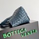 Bottega Veneta Cabat Mini Bag In Navy Blue Intrecciato Lambskin