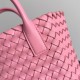 Bottega Veneta Cabat Mini Bag In Pink Intrecciato Lambskin