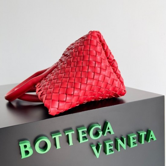 Bottega Veneta Cabat Mini Bag In Red Intrecciato Lambskin