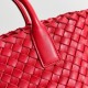 Bottega Veneta Cabat Mini Bag In Red Intrecciato Lambskin