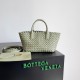 Bottega Veneta Cabat Mini Bag In Travertine Intrecciato Lambskin