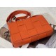 Bottega Veneta Cassett Bag In Orange Intrecciato Lambskin