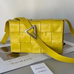 Bottega Veneta Cassett Bag In Yellow Wrinkled Calfskin