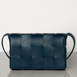 Bottega Veneta Cassette Bag In Dark Blue Lambskin