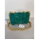 Bottega Veneta Chain Cassette Bag In Emerald Green Suede