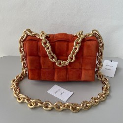 Bottega Veneta Chain Cassette Bag In Maple Suede