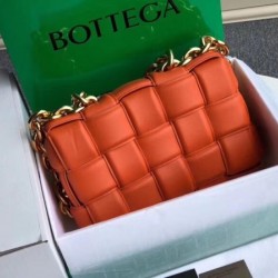 Bottega Veneta Chain Cassette Bag In Orange Calfskin