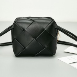 Bottega Veneta Mini Cassette Camera Bag In Black Lambskin