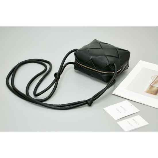 Bottega Veneta Mini Cassette Camera Bag In Black Lambskin