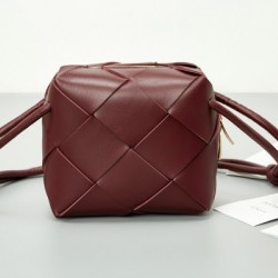 Bottega Veneta Mini Cassette Camera Bag In Bordeaux Lambskin