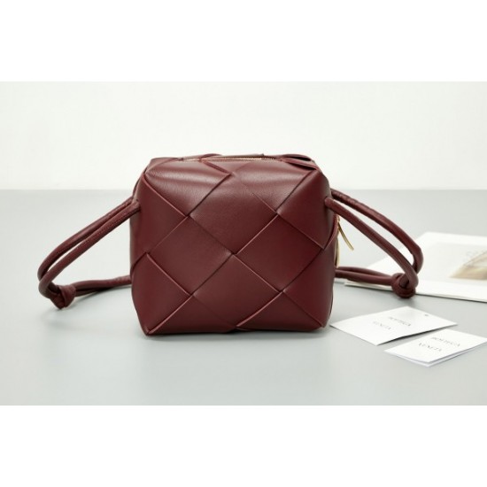 Bottega Veneta Mini Cassette Camera Bag In Bordeaux Lambskin