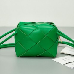 Bottega Veneta Mini Cassette Camera Bag In Parakeet Lambskin