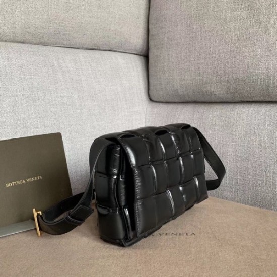 Bottega Veneta Padded Cassette Bag In Black Calfskin