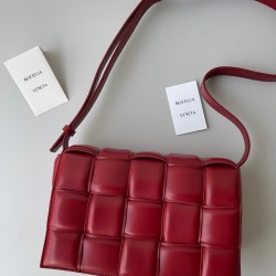 Bottega Veneta Padded Cassette Bag In Dard Red Lambskin