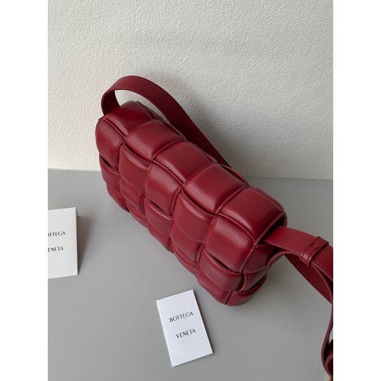 Bottega Veneta Padded Cassette Bag In Dard Red Lambskin