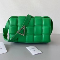 Bottega Veneta Padded Cassette Bag In Green Lambskin