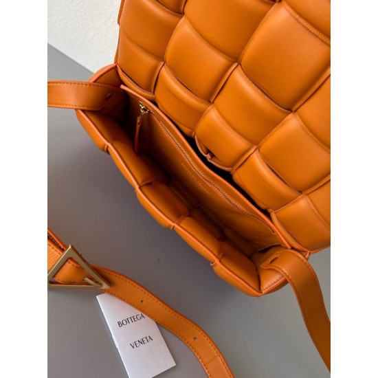 Bottega Veneta Padded Cassette Bag In Orange Lambskin