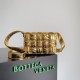 Bottega Veneta Small Cassette Bag In Gold Metallic Lambskin