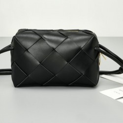 Bottega Veneta Small Cassette Camera Bag In Black Lambskin