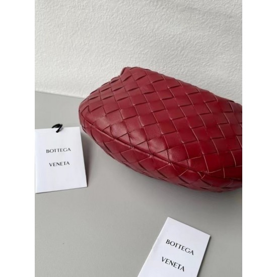 Bottega Veneta BV Jodie Mini Bag In Dark Red Intrecciato Lambskin