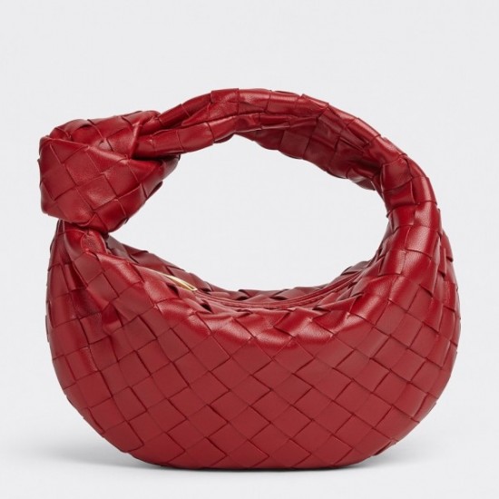 Bottega Veneta BV Jodie Mini Bag In Dark Red Intrecciato Lambskin