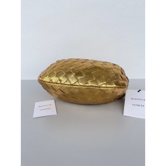 Bottega Veneta BV Jodie Mini Bag In Gold Metallic Intrecciato Leather