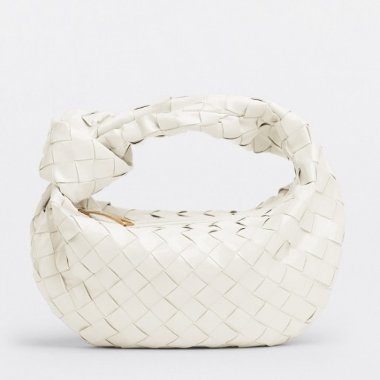 Bottega Veneta BV Jodie Mini Bag In White Intrecciato Patent Leather