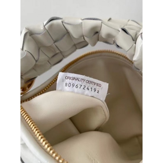 Bottega Veneta BV Jodie Mini Bag In White Intrecciato Patent Leather