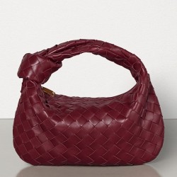 Bottega Veneta Mini BV Jodie Bag In Bordeaux Woven Leather