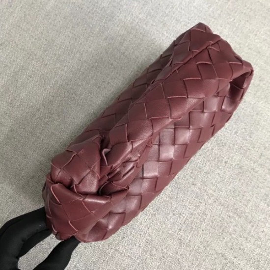 Bottega Veneta Mini BV Jodie Bag In Bordeaux Woven Leather