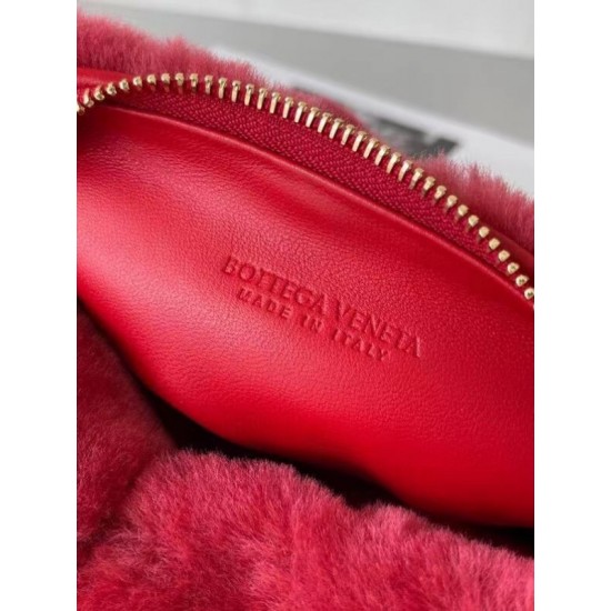 Bottega Veneta Mini BV Jodie Bag In Red Shearling