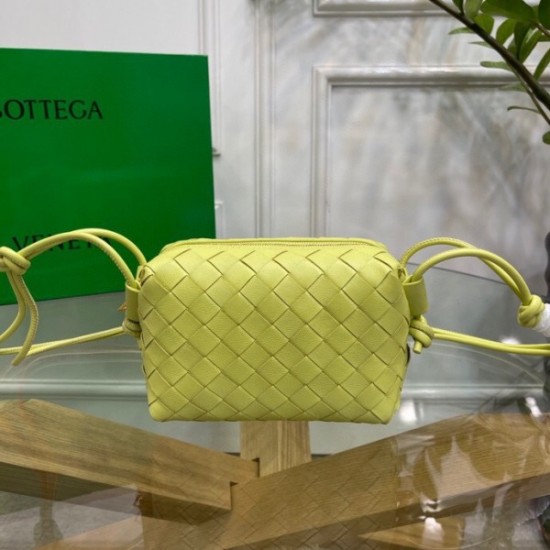 Bottega Veneta Loop Mini Bag In Kiwi Intrecciato Lambskin