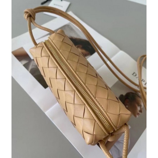 Bottega Veneta Mini Loop Bag In Beige Intrecciato Lambskin