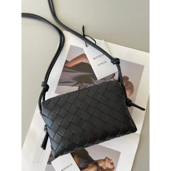 Bottega Veneta Mini Loop Bag In Black Intrecciato Lambskin