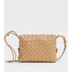 Bottega Veneta Small Loop Bag In Beige Intrecciato Lambskin