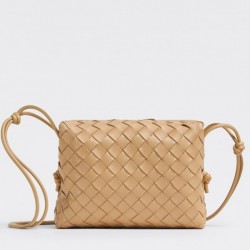 Bottega Veneta Small Loop Bag In Beige Intrecciato Lambskin