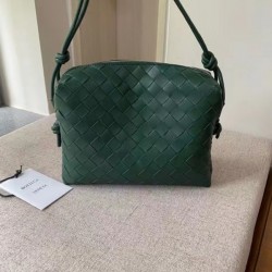 Bottega Veneta Small Loop Bag In Raintree Intrecciato Lambskin