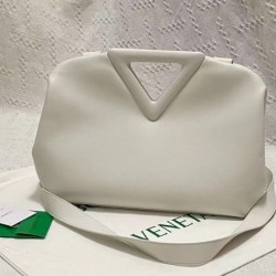 Bottega Veneta Medium Point Top Handle Bag In White Leather