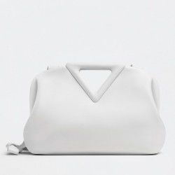 Bottega Veneta Medium Point Top Handle Bag In White Leather