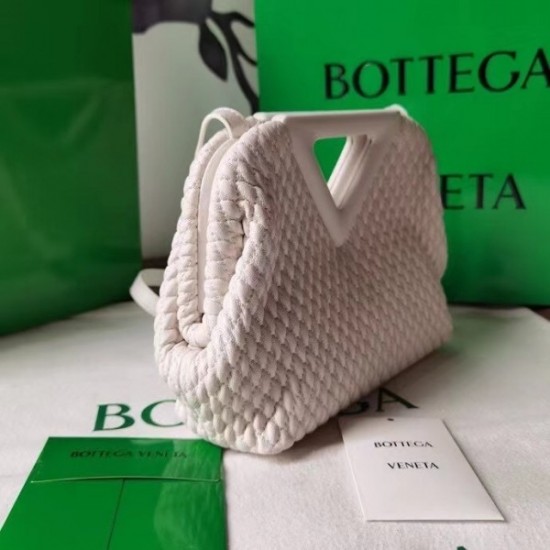 Bottega Veneta Small Point Bag In White Quilted Leather