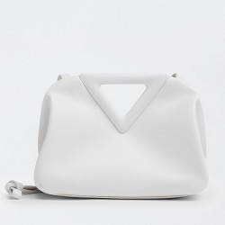 Bottega Veneta Small Point Top Handle Bag In White Leather