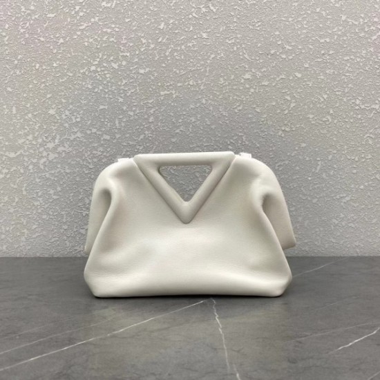 Bottega Veneta Small Point Top Handle Bag In White Leather