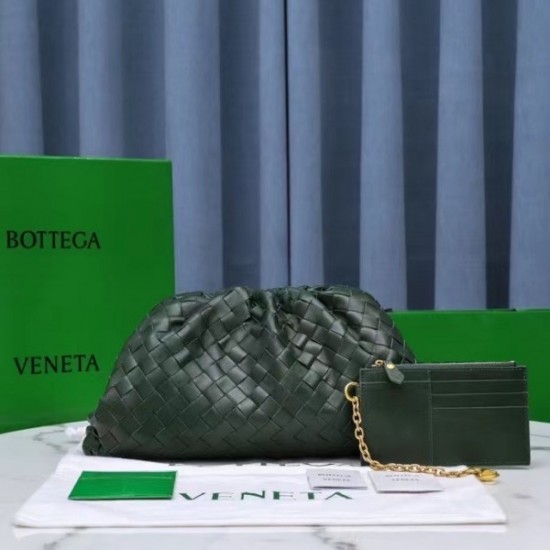 Bottega Veneta Large Pouch Clutch In Raintree Intrecciato Lambskin