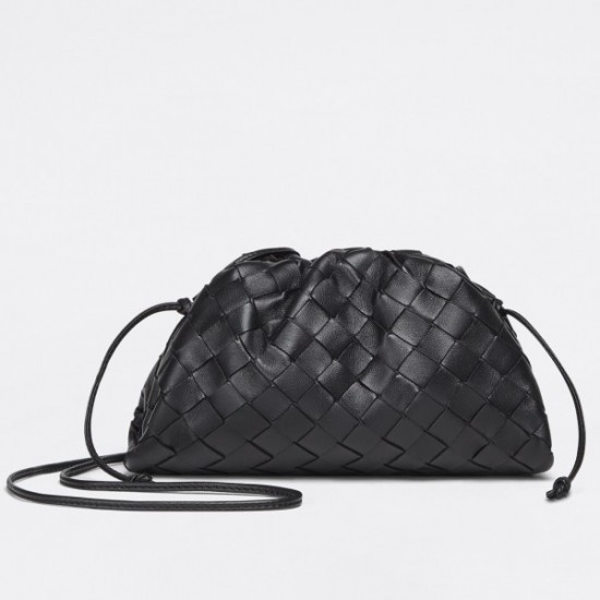 Bottega Veneta Mini Pouch In Black Intrecciato Lambskin